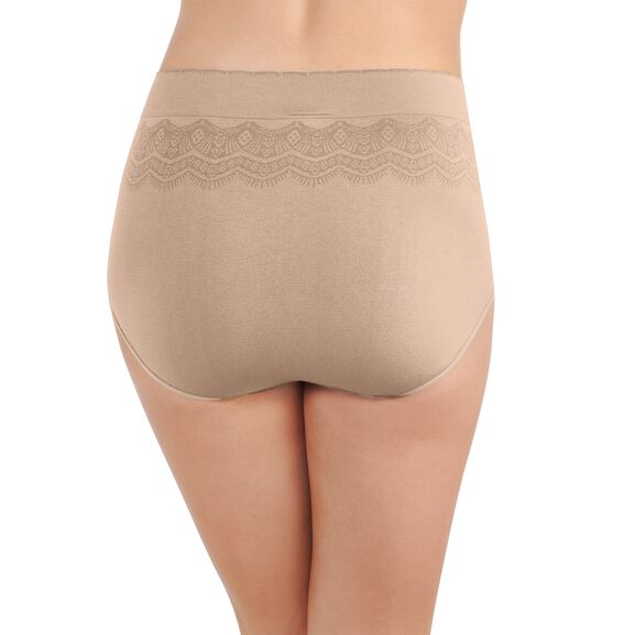 No Pinch No Show™ Seamless Brief Panty DAMASK NEUTRAL LACE