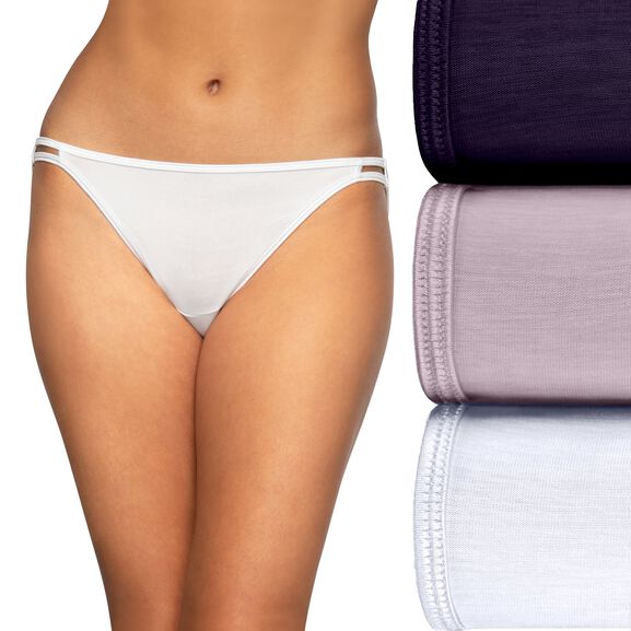 Illumination String Bikini Panty, 3 Pack Sangria/Earthy Grey/Star White