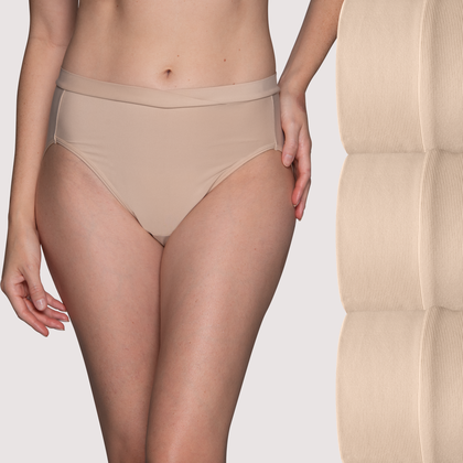 3-Pack Women's laser cut invisible seamless boyshort panties stretch cotton  nude beige