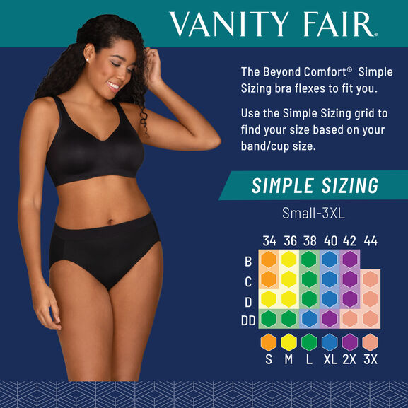 Beyond Comfort Simple Sizing Wirefree, Vanity Sizes Chart
