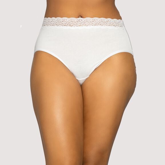 Flattering Lace® Cotton Stretch Brief STAR WHITE