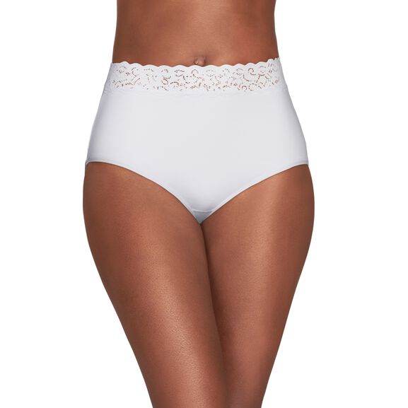 Flattering Lace Cotton Stretch Brief Star White