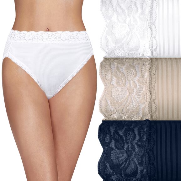Flattering Lace Hi-Cut Panty GHOST NAVY/STAR WHITE/DAMASK NEUTRAL