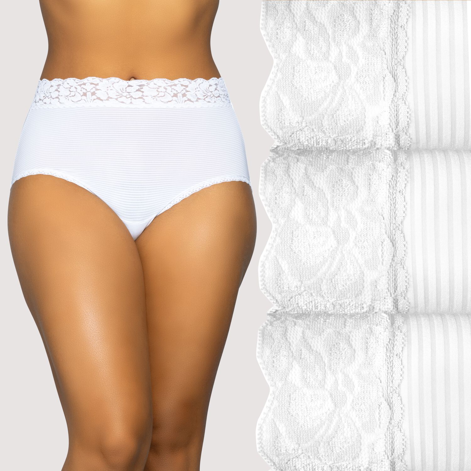 Flattering Lace® Brief, 3 Pack WHITE/WHITE/WHITE