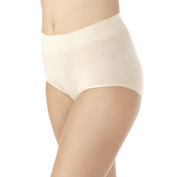 No Pinch No Show Seamless Brief Panty Damask Neutral Lace