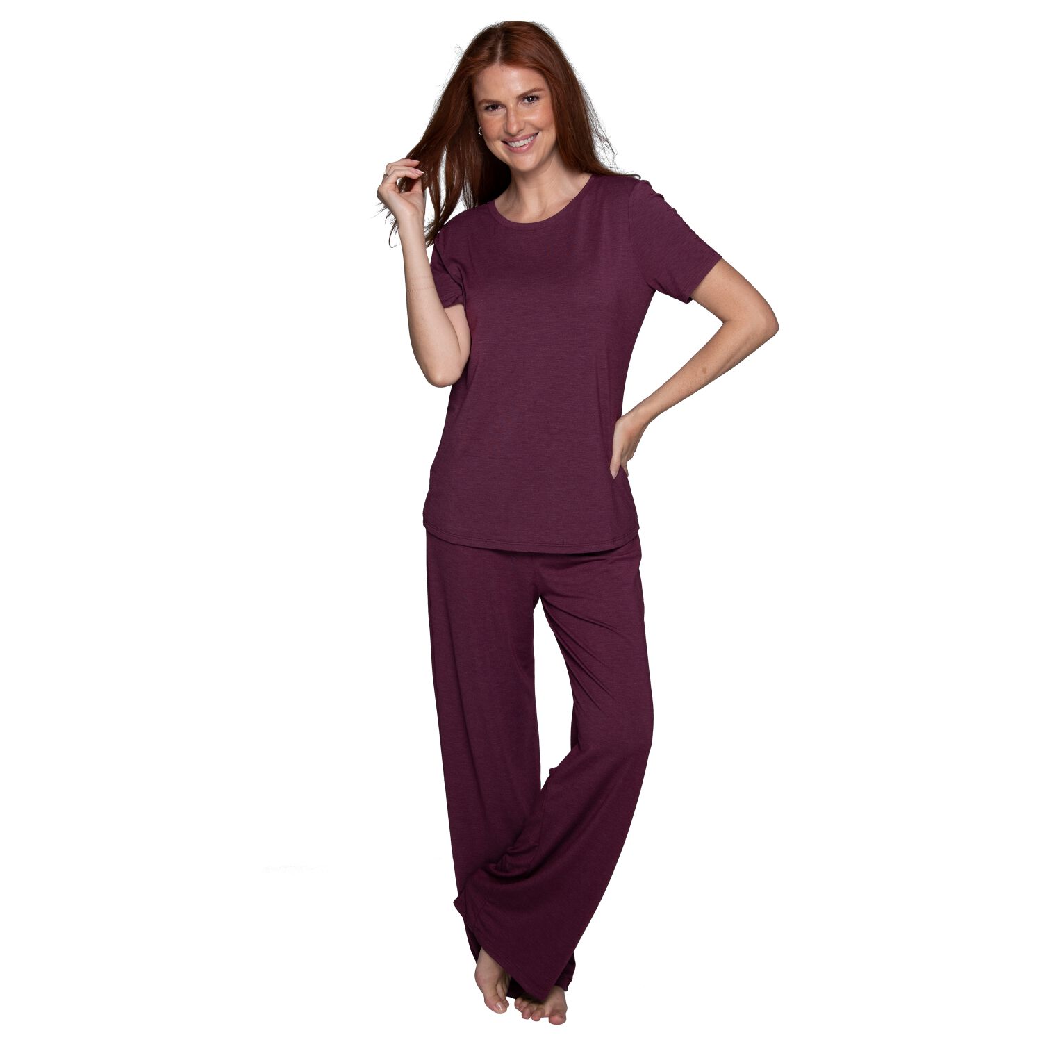 Beyond Comfort® Short Sleeve Pajama Set MAROON