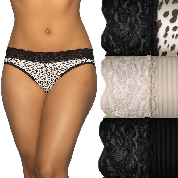 Flattering Lace® Bikini, 3 Pack LEOPARD/DAMASK NEUTRAL/BLACK