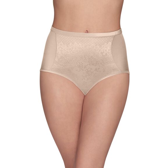 Smoothing Comfort™ Brief Panty with Lace Damask Neutral