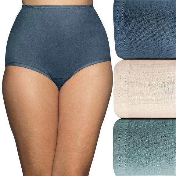 Perfectly Yours® Classic Cotton Full Brief Panty, 3 Pack FAWN/STILLWATER/BLUE