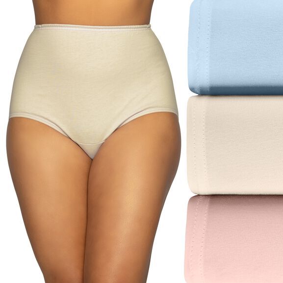 Perfectly Yours® Classic Cotton Full Brief Panty, 3 Pack Candleglow/Blushing Pink/Soft Blue
